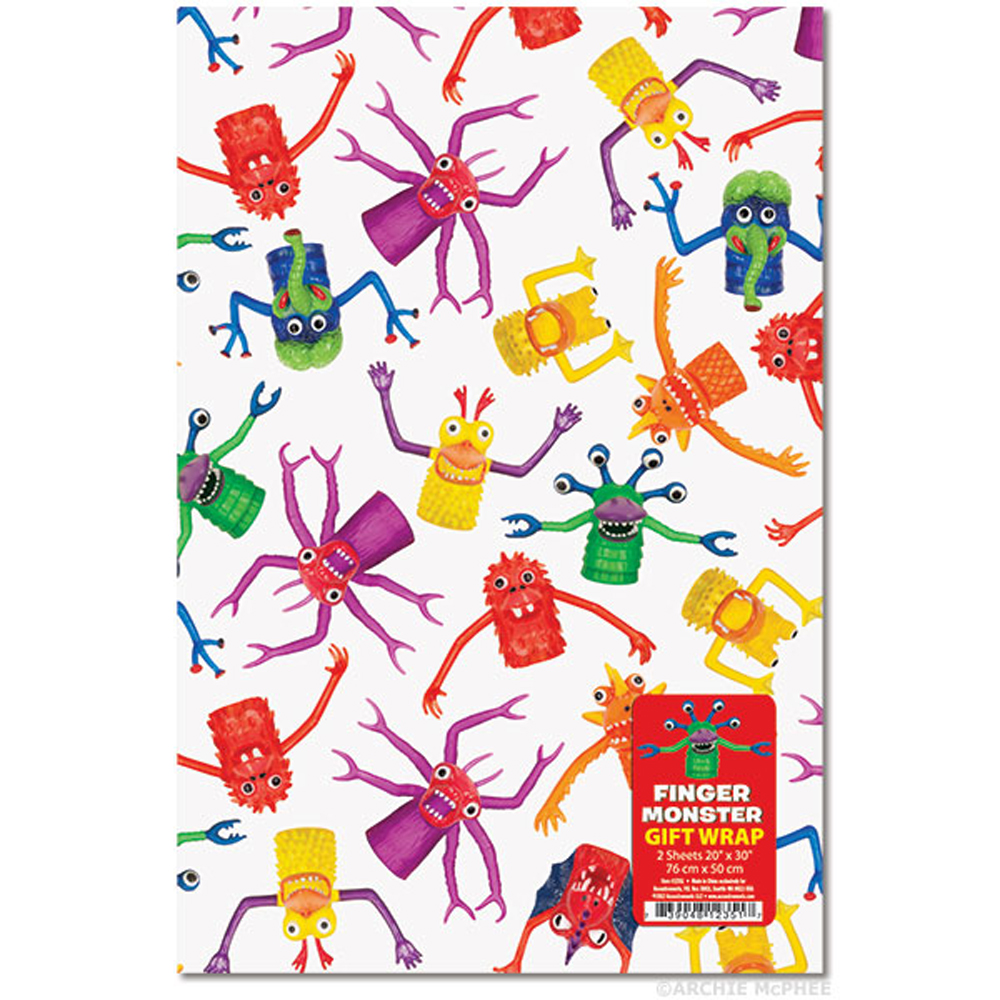 Finger Monsters Gift Wrap 2 Pack - (20" x 30")