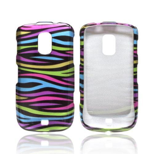 OEM MultiPro Samsung Galaxy S Lightray 4G Hard Case - Rainbow Zebra on Black