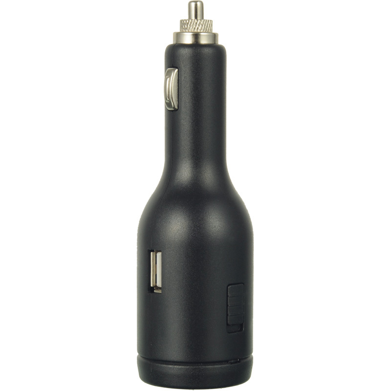 Black Car Charger Dual USB w/ Flashlight
