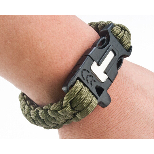 Black Multi-Function 4 in 1 Paracord Bracelet w/ Buckle