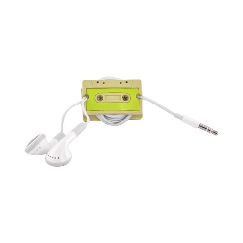 Headset Cord Wrapper - Green,Tan Cassette Tape