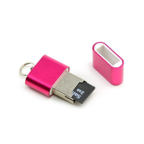 Hot Pink Aluminum MicroSD USB Card Reader