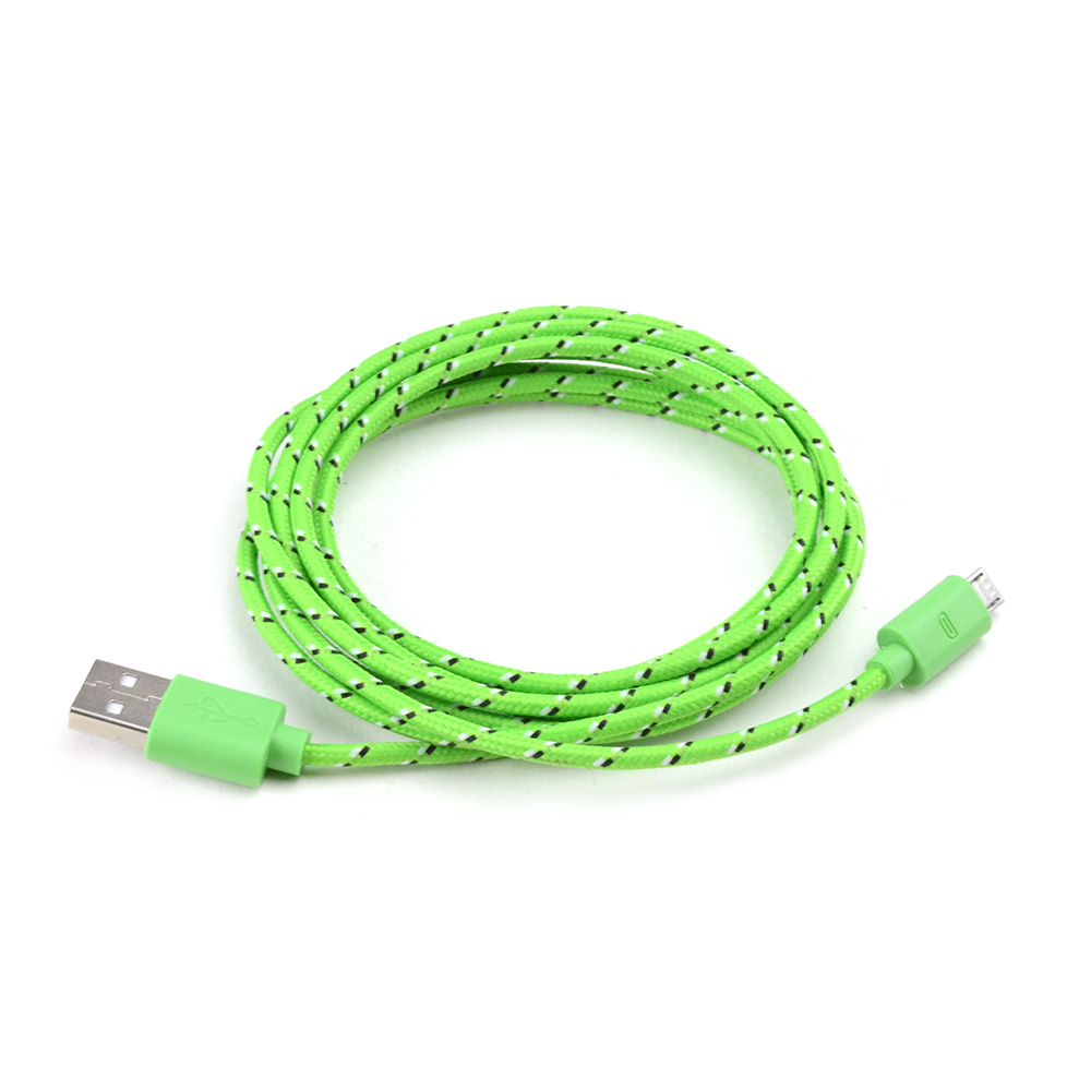 Lime Green Braided Fabric 6 FT. Micro USB to USB Charge & Sync Data Cable