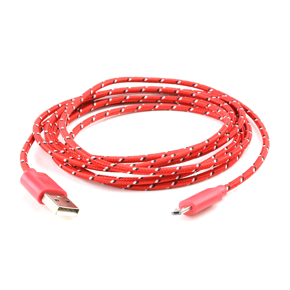 Red Braided Fabric 6 FT. Micro USB to USB Charge & Sync Data Cable