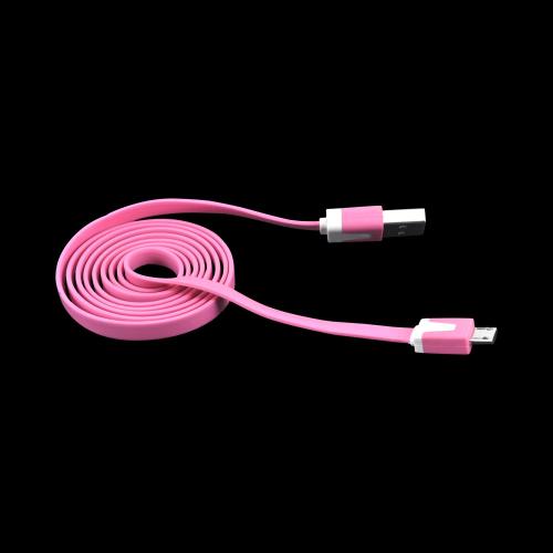 USB 2.0 to Micro USB Charge & Sync Flat Data Cable - Pink/ White