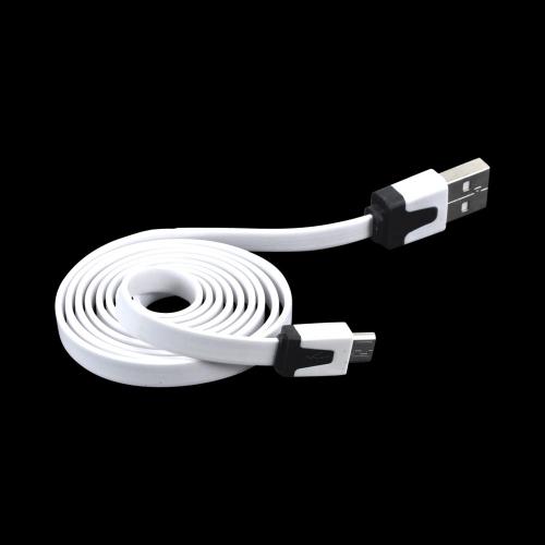 USB 2.0 to Micro USB Charge & Sync Flat Data Cable - White/ Black