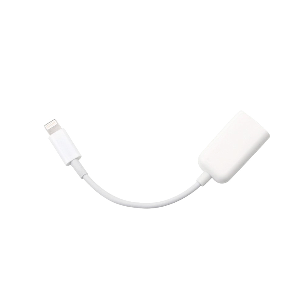 White USB A 2.0 Female to Lightning B Male On-The-Go (OTG)Adapter Data Cable