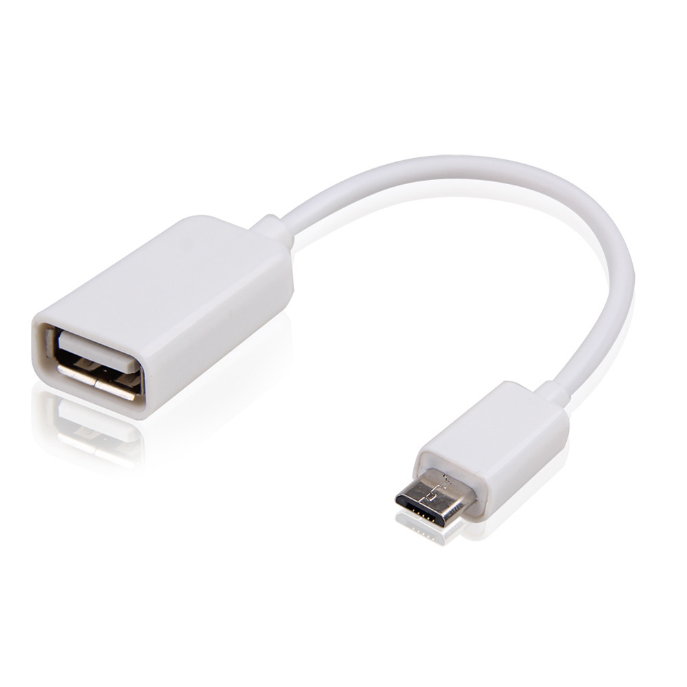 White USB A 2.0 Female to Micro USB B Male On-The-Go Adapter Data Cable