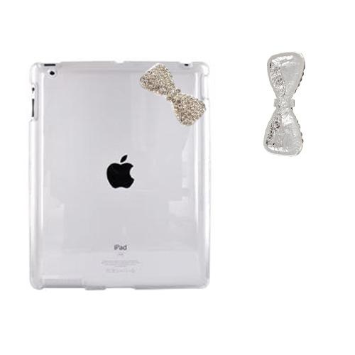 Apple New iPad (3rd Gen.) Clear Hard Case w/ Silver Bling Bow