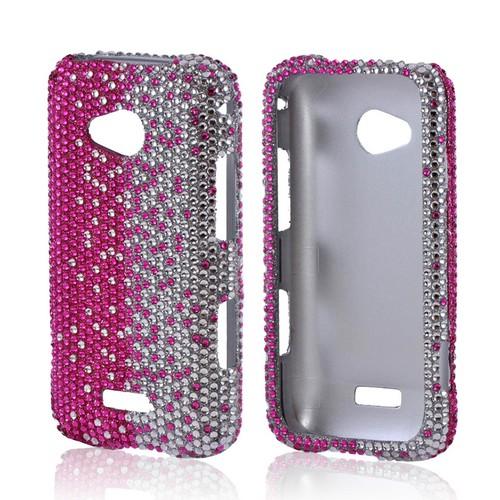 Samsung Galaxy Victory 4G LTE Bling Hard Case - Hot Pink/ Silver Gems