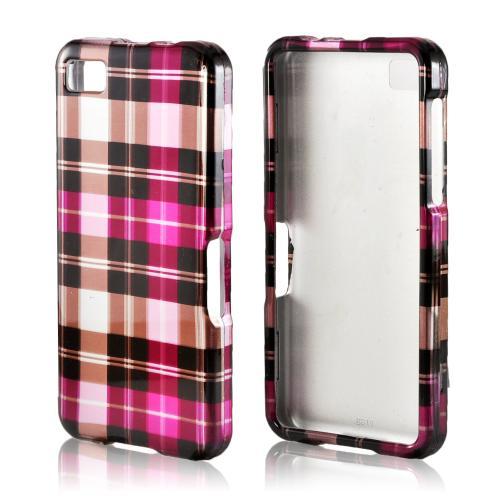 Plaid Pattern of Pink/ Hot Pink/ Brown/ Gray Hard Case for Blackberry Z10