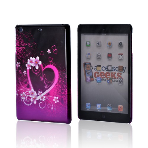 Hot Pink/ Purple Flowers and Heart Hard Case for Apple iPad Mini