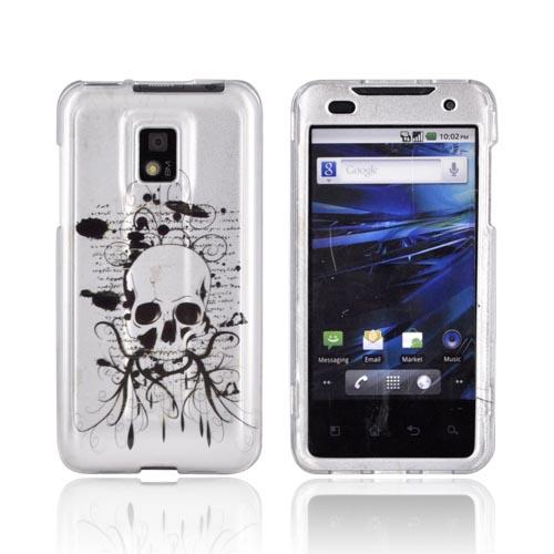 T-Mobile G2X Hard Case - Black Skull on Silver