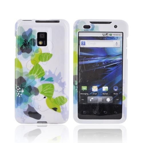 T-Mobile G2X Hard Case - Blue/ Green Water Lilies on White