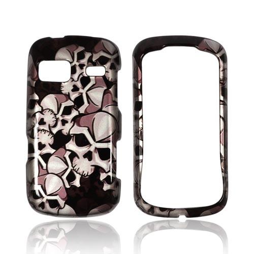 LG Rumor Reflex Hard Case - Silver Skulls on Black