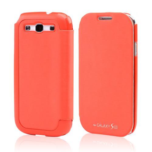 Orange Diary Flip Cover Hard Case w/ ID Slot & Satin Cover for Samsung Galaxy S3