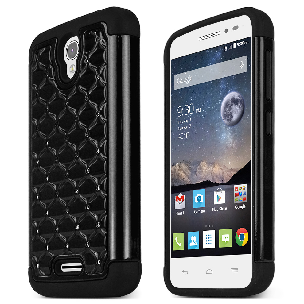 Alcatel OneTouch POP Astro Case, STANDARD BLACK Bling Gems Protective Hard Case Cover Alcatel OneTouch POP Astro Case, STANDARD BLACK Bling Gems Protective Hard Case Cover