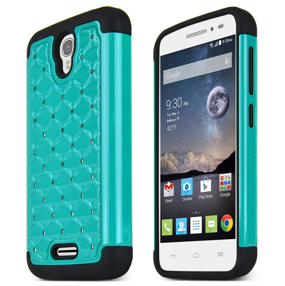 Alcatel OneTouch POP Astro Case, DARK MINT Bling Gems Protective Hard Case Cover Alcatel OneTouch POP Astro Case, DARK MINT Bling Gems Protective Hard Case Cover