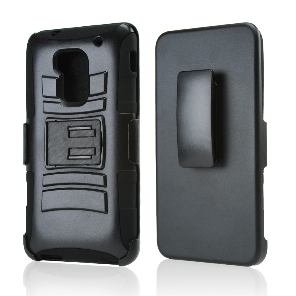 Black Hard Case w/ Kickstand on Black Silicone Skin Case w/ Holster for HTC One Max Black Hard Case w/ Kickstand on Black Silicone Skin Case w/ Holster for HTC One Max