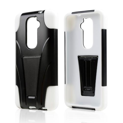 Black Hard Case w/ Kickstand on White Silicone Skin Case for LG G2 (AT&T, T-Mobile, & Sprint) Black Hard Case w/ Kickstand on White Silicone Skin Case for LG G2 (AT&T, T-Mobile, & Sprint)