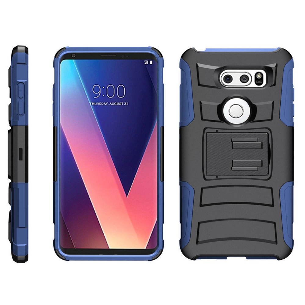 [REDshield] LG V30 Holster Case, Dual Layer [Black] Hard Case w
