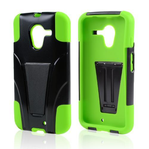 Black Hard Cover w/ Kickstand on Neon Green Silicone Skin Case for Motorola Moto X(2013 1st Gen) Black Hard Cover w/ Kickstand on Neon Green Silicone Skin Case for Motorola Moto X(2013 1st Gen)