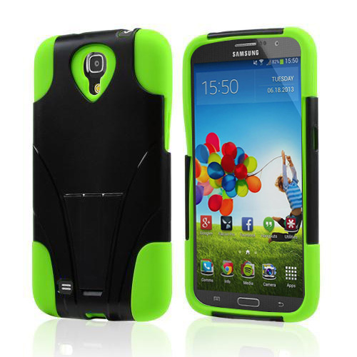 Black Hard Case w/ Kickstand on Neon Green Silicone Skin Case for Samsung Galaxy Mega 6.3 Black Hard Case w/ Kickstand on Neon Green Silicone Skin Case for Samsung Galaxy Mega 6.3
