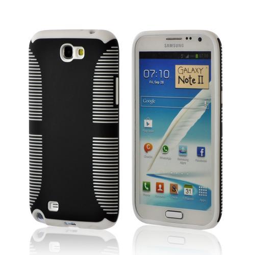Black Hard Back on White Crystal Silicone Case for Samsung Galaxy Note 2