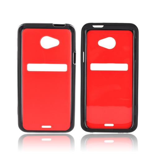 HTC EVO 4G LTE Hard Back w/ Crystal Silicone Border - Black/ Red