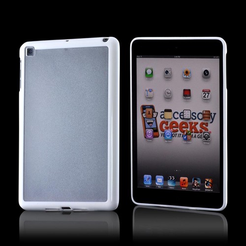 White/ Clear Hard Case w/ Crystal Silicone Border for Apple iPad Mini