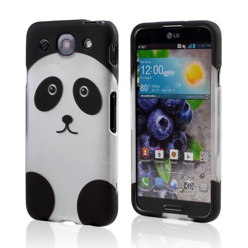 Silver/ Black Panda Bear Rubberized Hard Case for LG Optimus G Pro