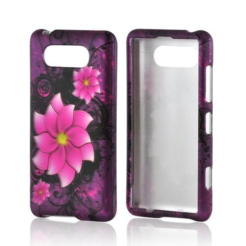 Hot Pink Divine Flower on Purple Rubberized Hard Case for Nokia Lumia 820