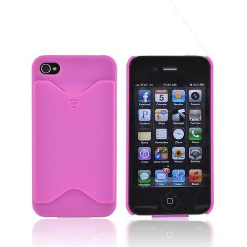 AT&T/ Verizon Apple iPhone 4, iPhone 4S Rubberized Back Cover w/ ID Slot - Magenta - XXIP4