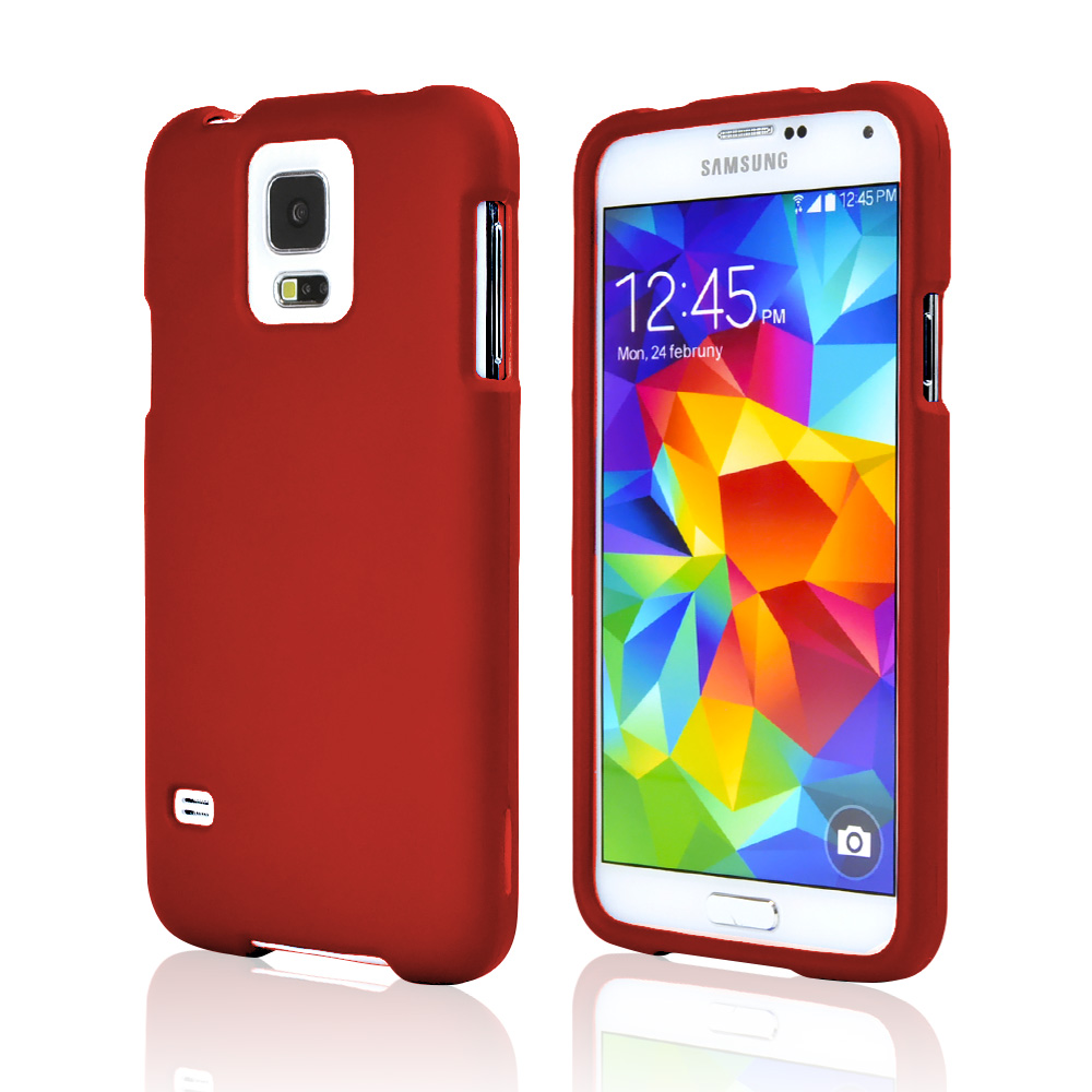 Red Rubberized Hard Plastic Case for Samsung Galaxy S5