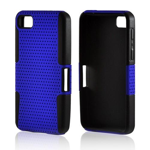 Blue Mesh on Black Silicone Hybrid Case for BlackBerry Z10