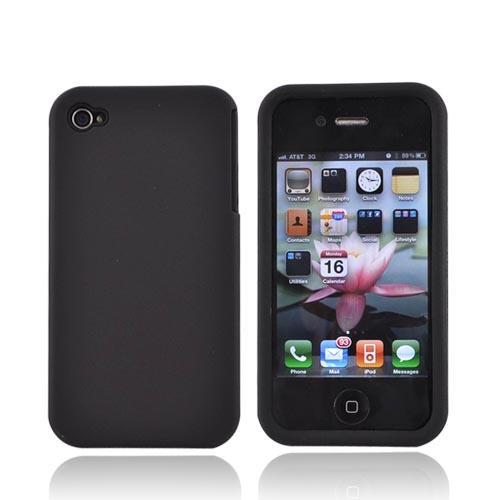 Luxmo Apple iPhone 4 Silicone Case w/ Rubberized Back Cover - Black