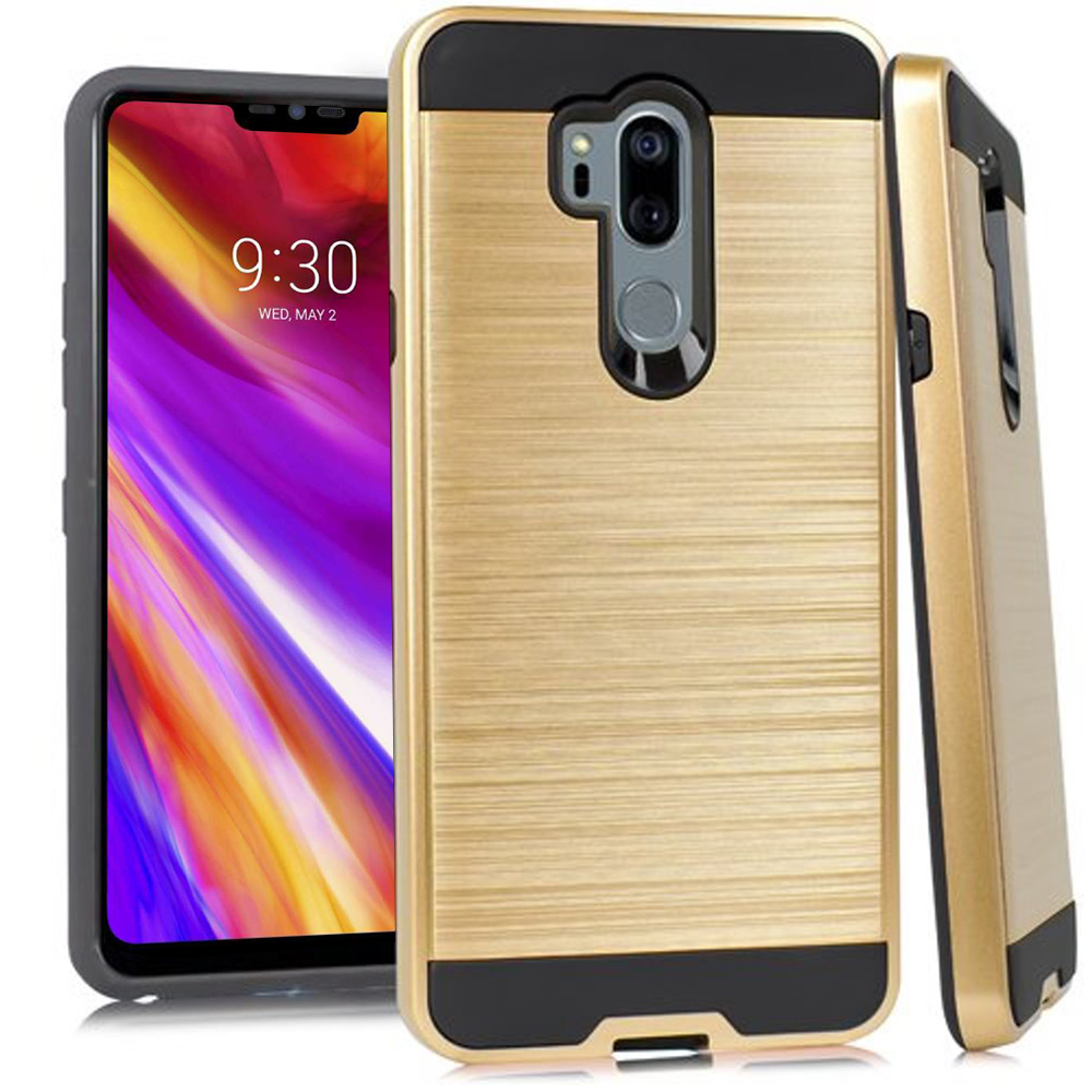 LG G7 Metallic Case Slim Armor Brushed Metal Design Hybrid Hard Case on TPU [Black/Gold} LG G7 Metallic Case Slim Armor Brushed Metal Design Hybrid Hard Case on TPU [Black/Gold}