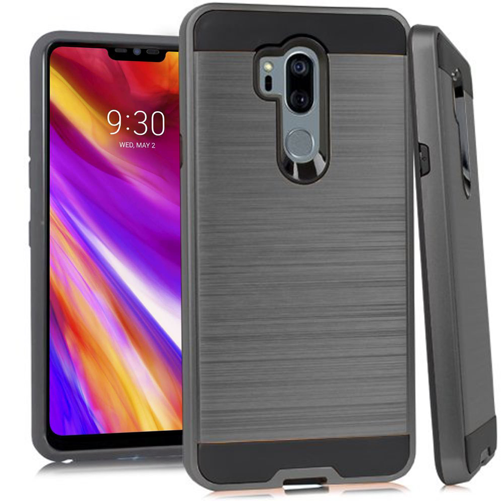 LG G7 Metallic Case Slim Armor Brushed Metal Design Hybrid Hard Case on TPU [Black/Grey} LG G7 Metallic Case Slim Armor Brushed Metal Design Hybrid Hard Case on TPU [Black/Grey}
