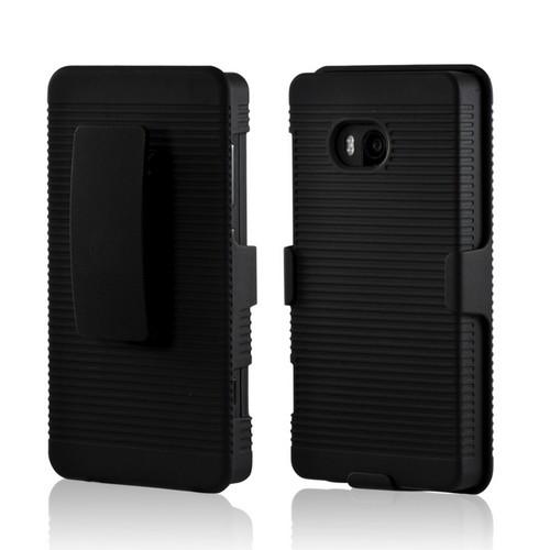 Black Rubberized Hard Case Holster Combo w/ Kickstand & Swivel Belt Clip for Nokia Lumia 810