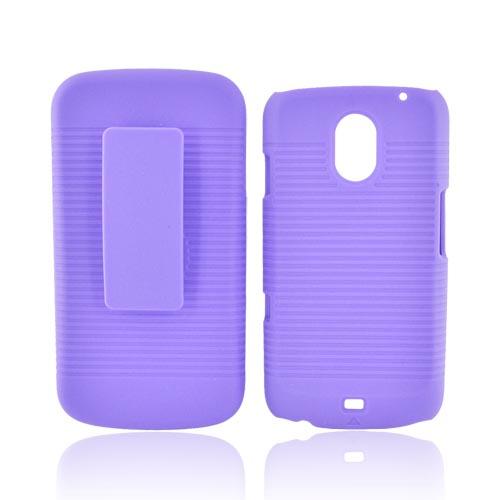 Samsung Galaxy Nexus Rubberized Hard Case w/ Holster Stand - Purple