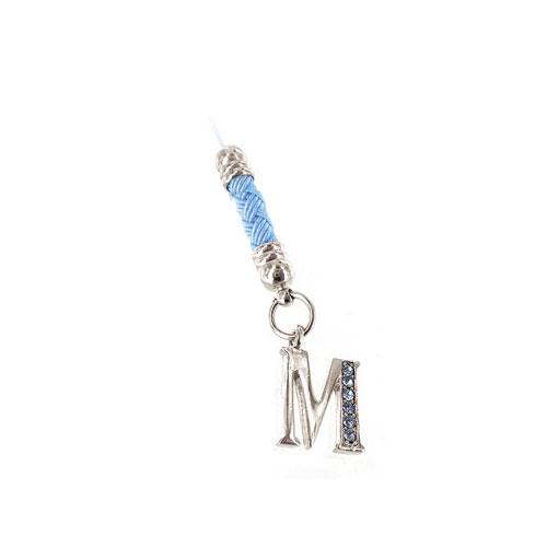 Initial 'M' Cell Phone Charm - blue