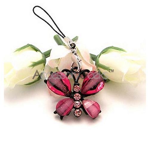 Glamorous Butterfly Cell Phone Charm/ Strap - Hot Pink