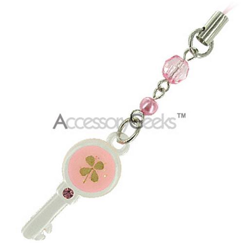Luminous Key w/ Clover Cell Phone Charm/Strap - Baby Pink