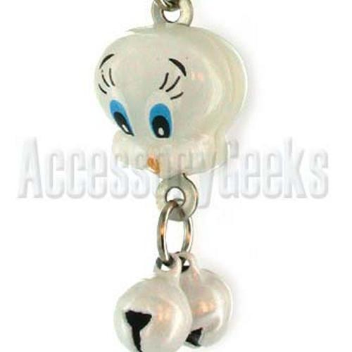White Canary with Bells Cell Phone Strap, Charm