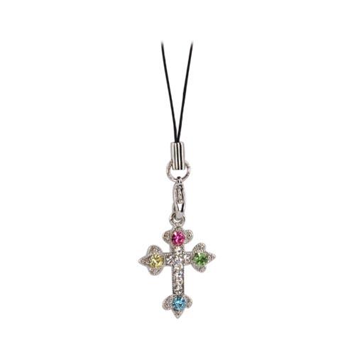 Cross Cubic Stone Charm,Strap - multi colored