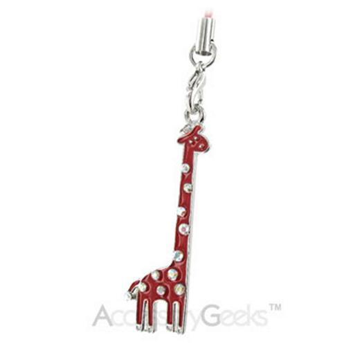 Cubic Stones Cute Giraffe Cell Phone Charm - red