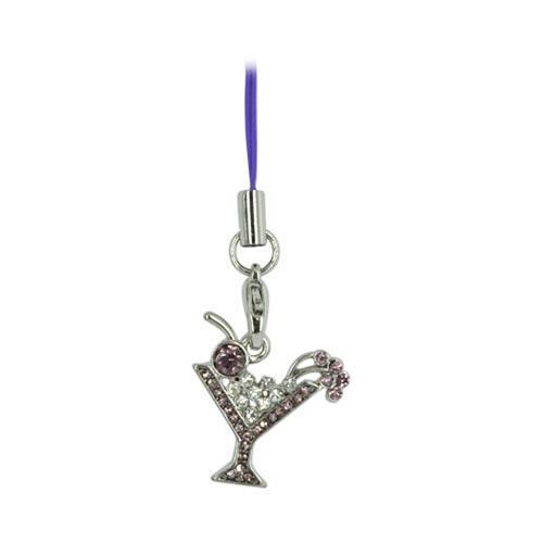 Martini Glass Cubic Stone Cell Phone Charm/Strap - purple