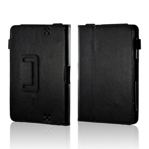 Black Leather Case Stand w/ Magnetic Closure for Amazon Kindle Fire HD