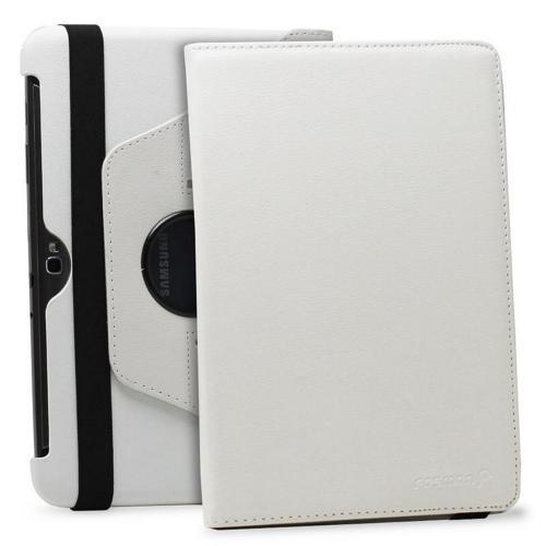 White Faux Leather Case Stand w/ Rotatable Shield for Samsung Galaxy Note 10.1 White Faux Leather Case Stand w/ Rotatable Shield for Samsung Galaxy Note 10.1