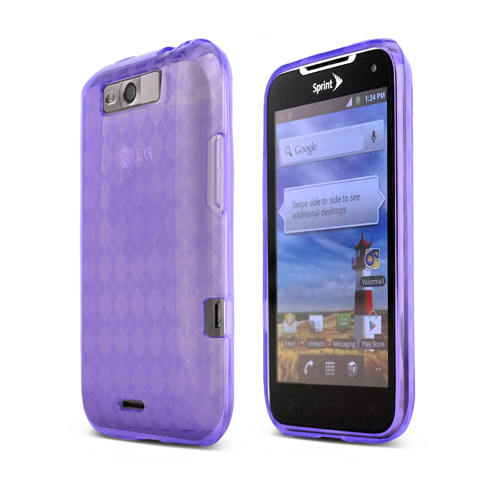 LG Viper 4G LTE/ LG Connect 4G Crystal Silicone Case - Argyle Purple